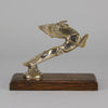 Leaping Horse Car Mascot by François Bazin a striking mid 20th Century Art Deco silver plated bronze car mascot in the form of a leaping horse, with fine detail. Raised on a wooden rectangular base