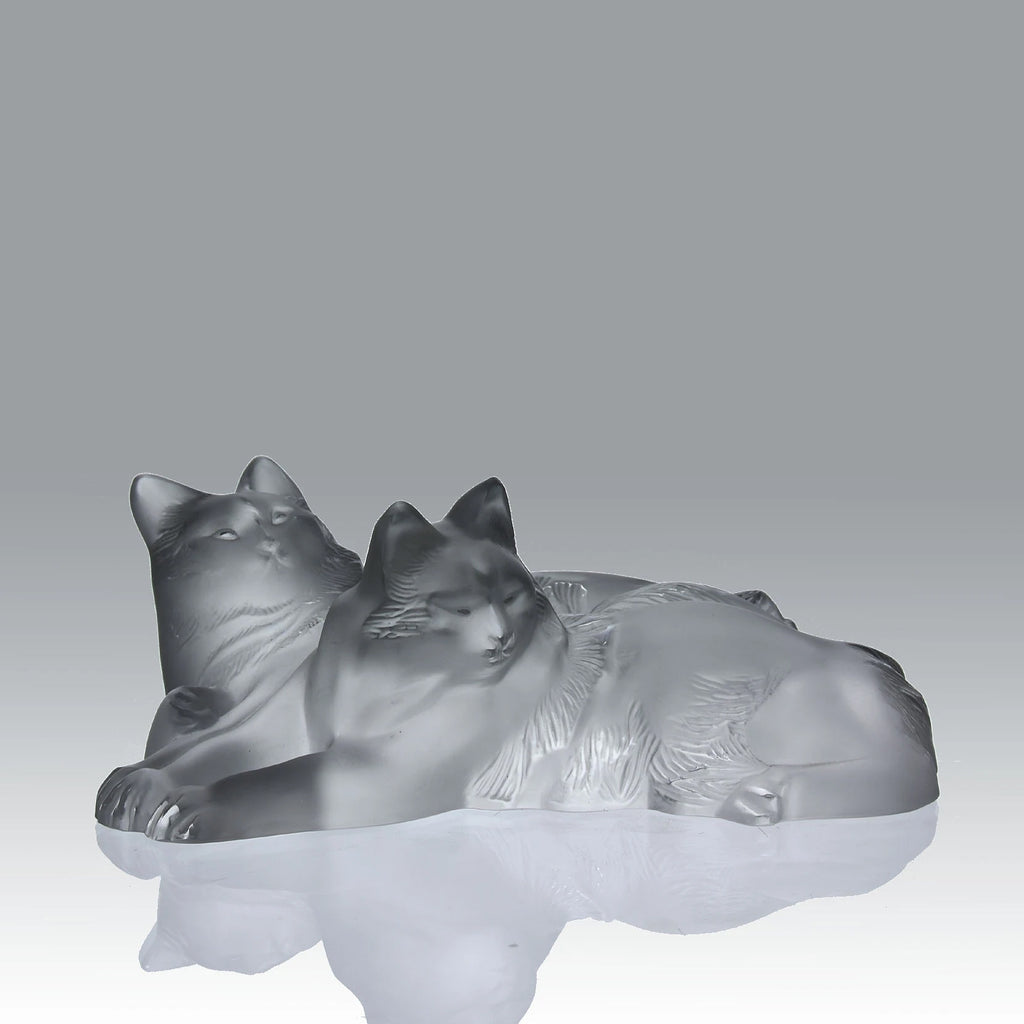Reclining Cats Marc Lalique Lalique Glass for sale Hickmet Fine Arts