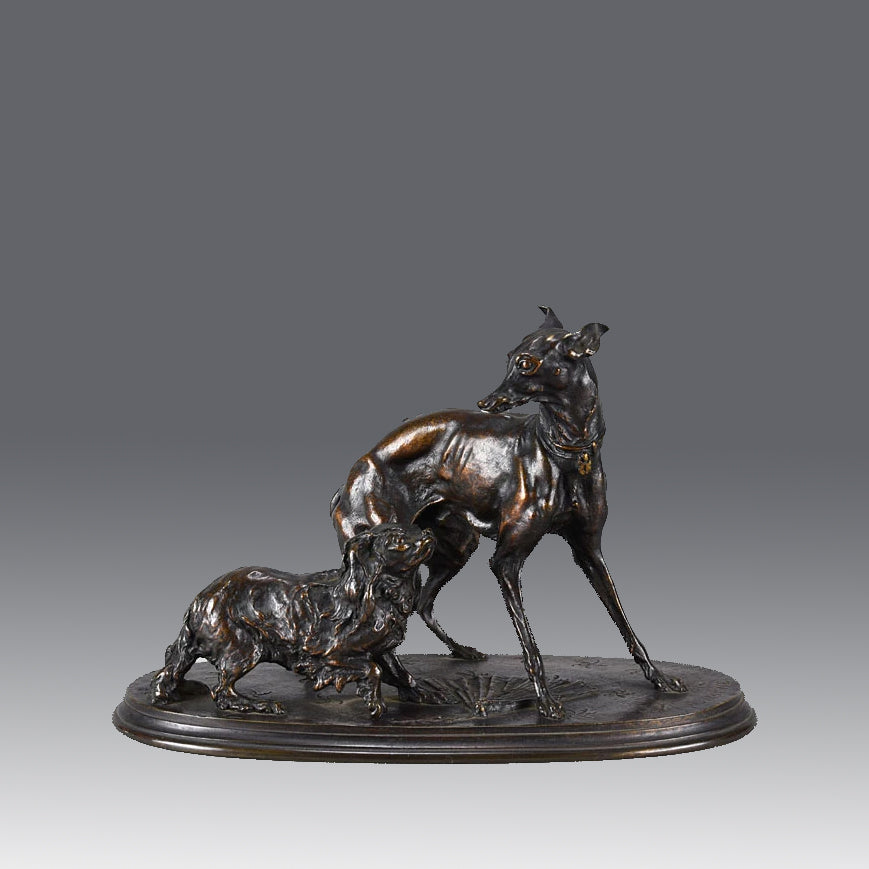 Mene Bronze - Greyhound and King Charles - Hickmet Fine Arts