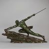 Man & Spear by Pierre Le Faguays - Art Deco Bronze - Hickmet Fine Arts