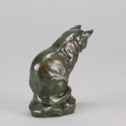 Barye Chat Assis - Antoine Barye Cat Bronze - Hickmet Fine Arts