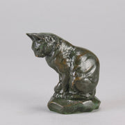 Barye Chat Assis - Antoine Barye Cat Bronze - Hickmet Fine Arts