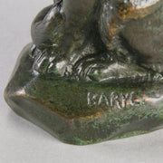Barye Chat Assis - Antoine Barye Cat Bronze - Hickmet Fine Arts