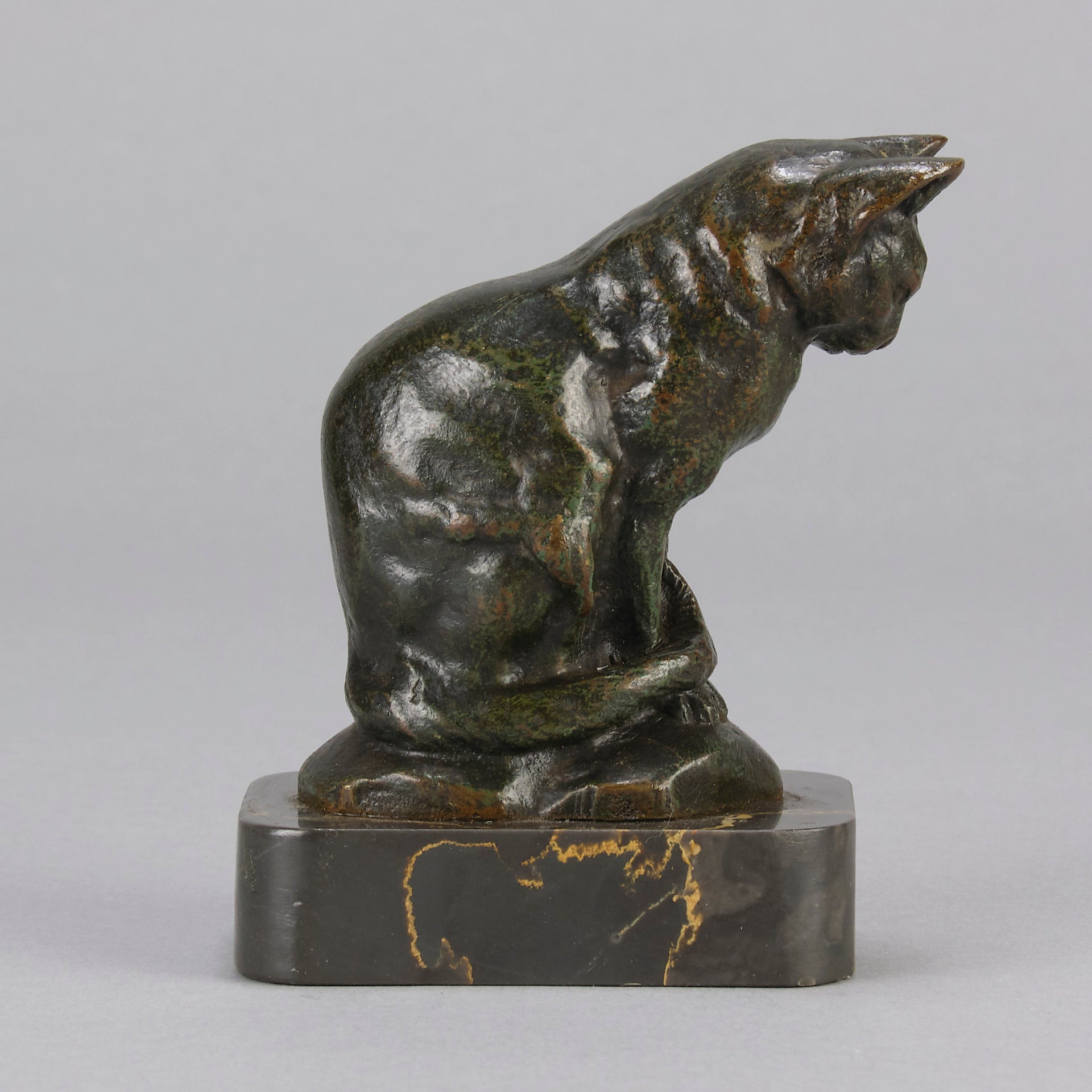 "Chat Assis" A L Barye- Antoine Barye Bronze - Hickmet Fine Arts