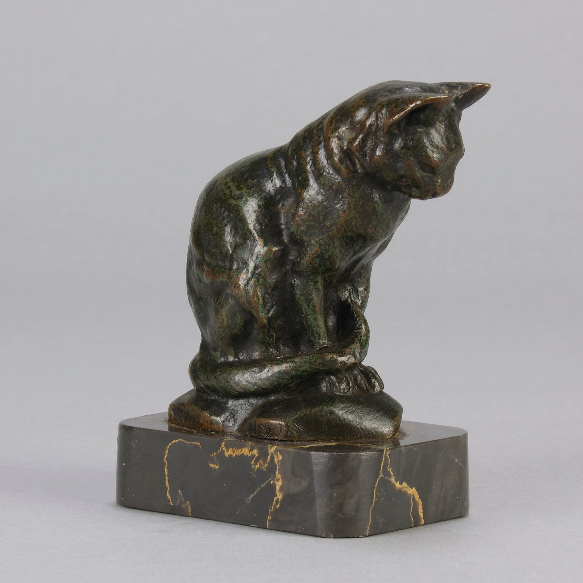 "Chat Assis" A L Barye- Antoine Barye Bronze - Hickmet Fine Arts