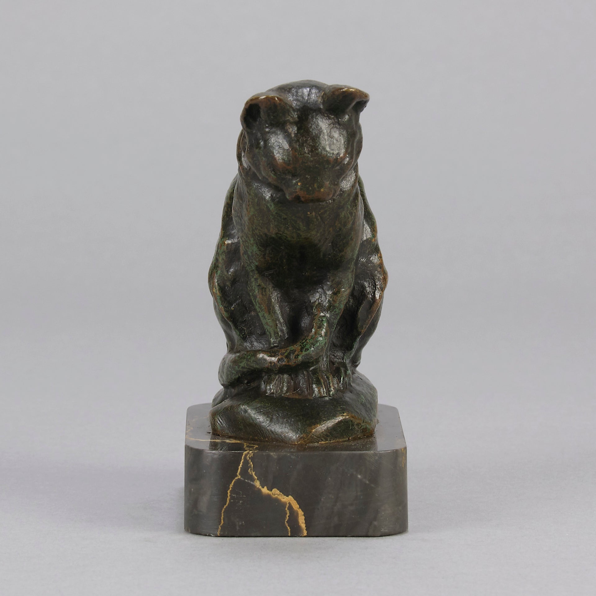 "Chat Assis" A L Barye- Antoine Barye Bronze - Hickmet Fine Arts