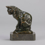 "Chat Assis" A L Barye- Antoine Barye Bronze - Hickmet Fine Arts