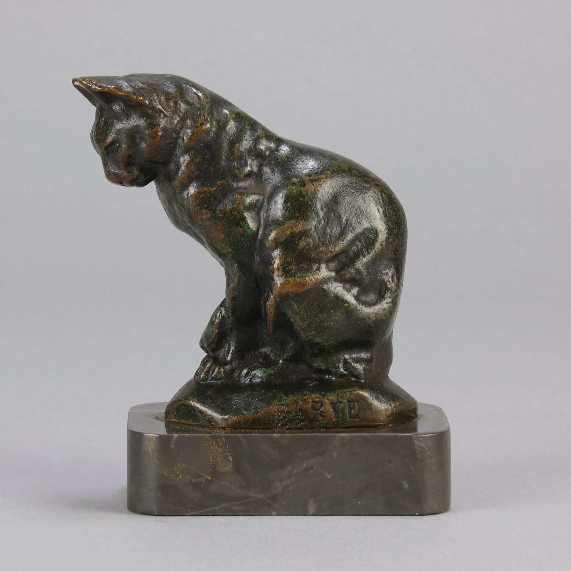 "Chat Assis" A L Barye- Antoine Barye Bronze - Hickmet Fine Arts