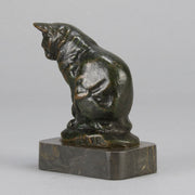 "Chat Assis" A L Barye- Antoine Barye Bronze - Hickmet Fine Arts