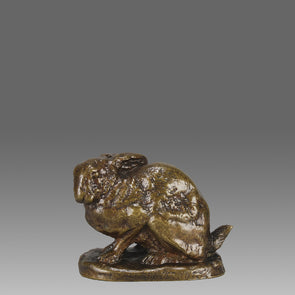 Antoine Louis Barye Rabbit - Antique Bronze - Hickmet Fine Arts