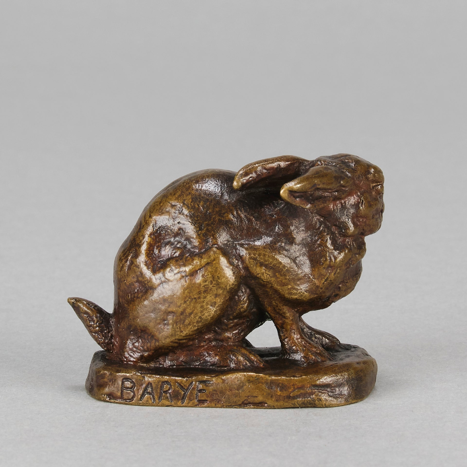 Antoine Louis Barye Rabbit - Antique Bronze - Hickmet Fine Arts