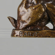 Antoine Louis Barye Rabbit - Antique Bronze - Hickmet Fine Arts