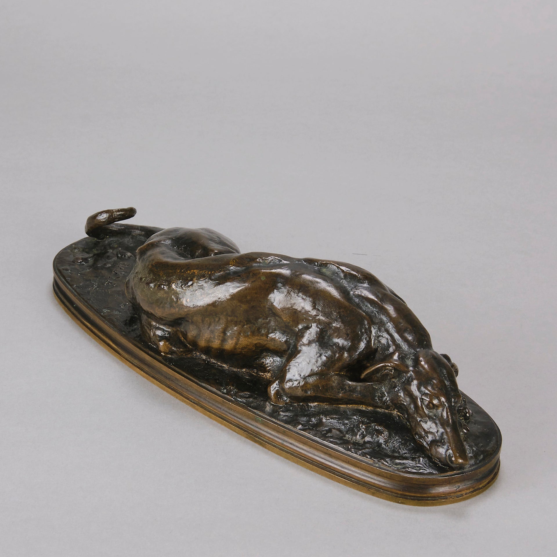 Barye Greyhound - Antoine Barye Levrier Couchee - Hickmet Fine Arts