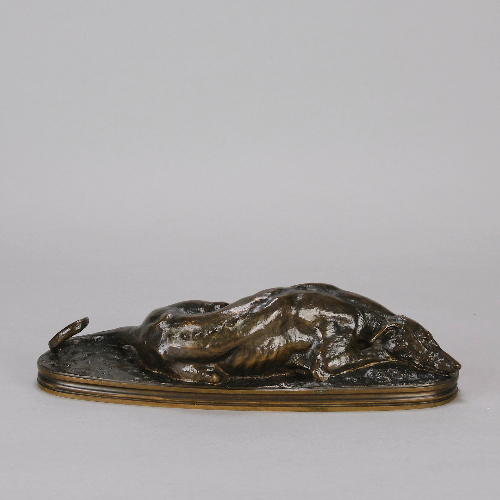 Barye Greyhound - Antoine Barye Levrier Couchee - Hickmet Fine Arts