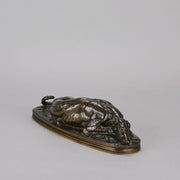 Barye Greyhound - Antoine Barye Levrier Couchee - Hickmet Fine Arts