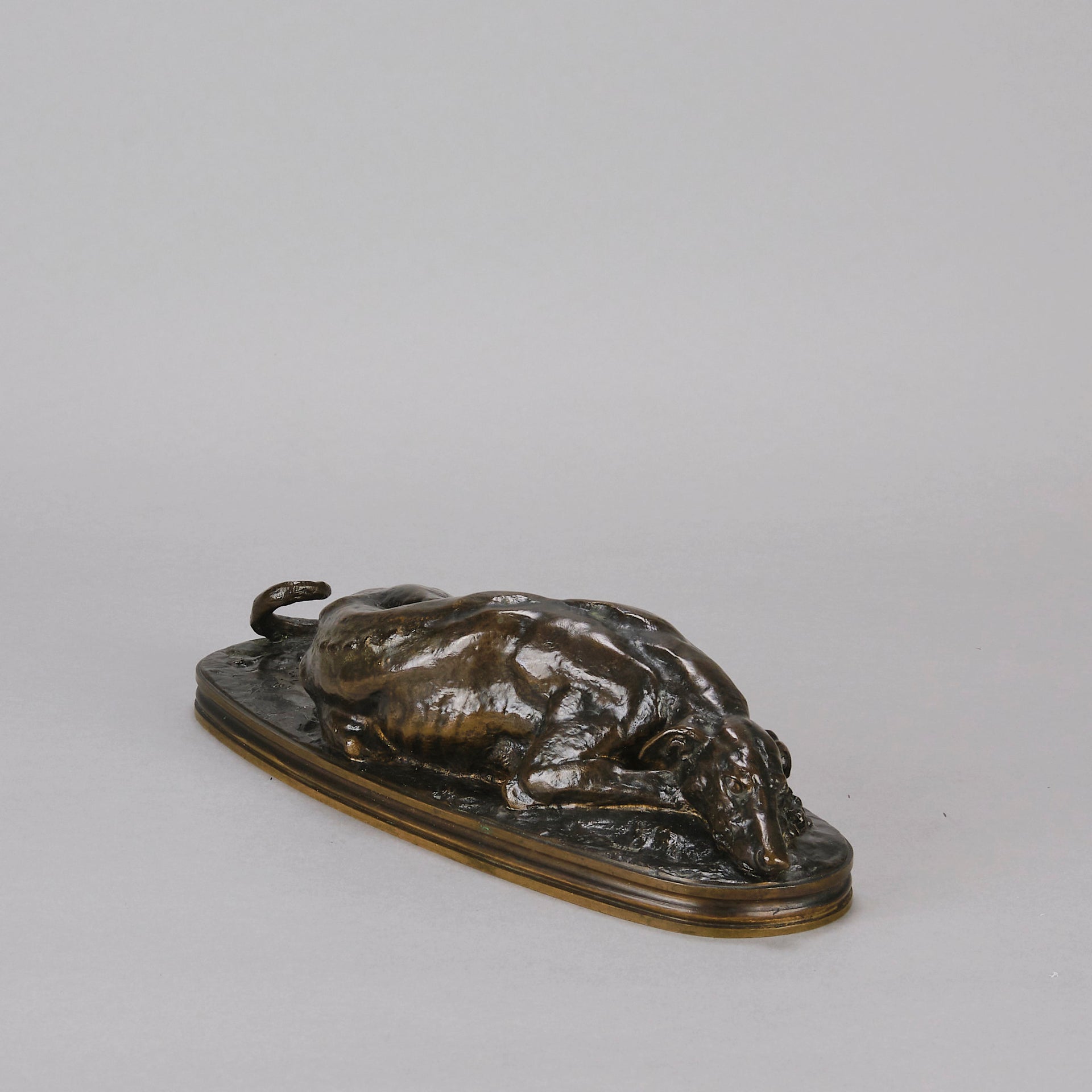 Barye Greyhound - Antoine Barye Levrier Couchee - Hickmet Fine Arts