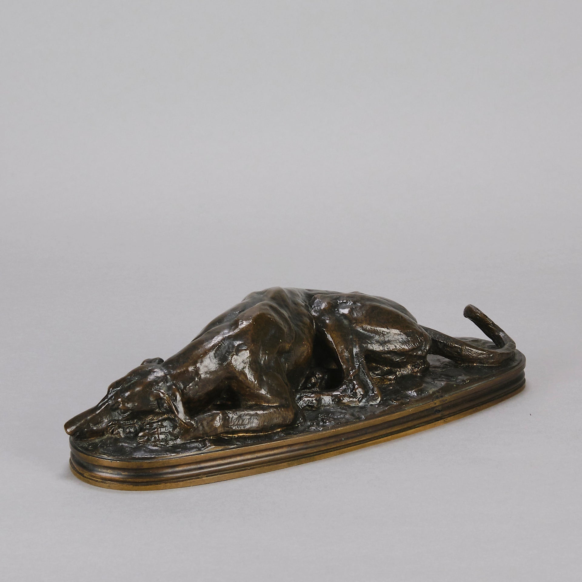 Barye Greyhound - Antoine Barye Levrier Couchee - Hickmet Fine Arts