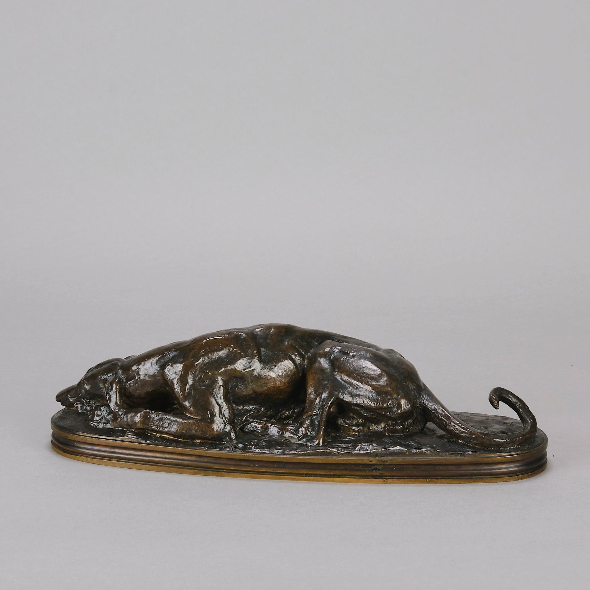 Barye Greyhound - Antoine Barye Levrier Couchee - Hickmet Fine Arts