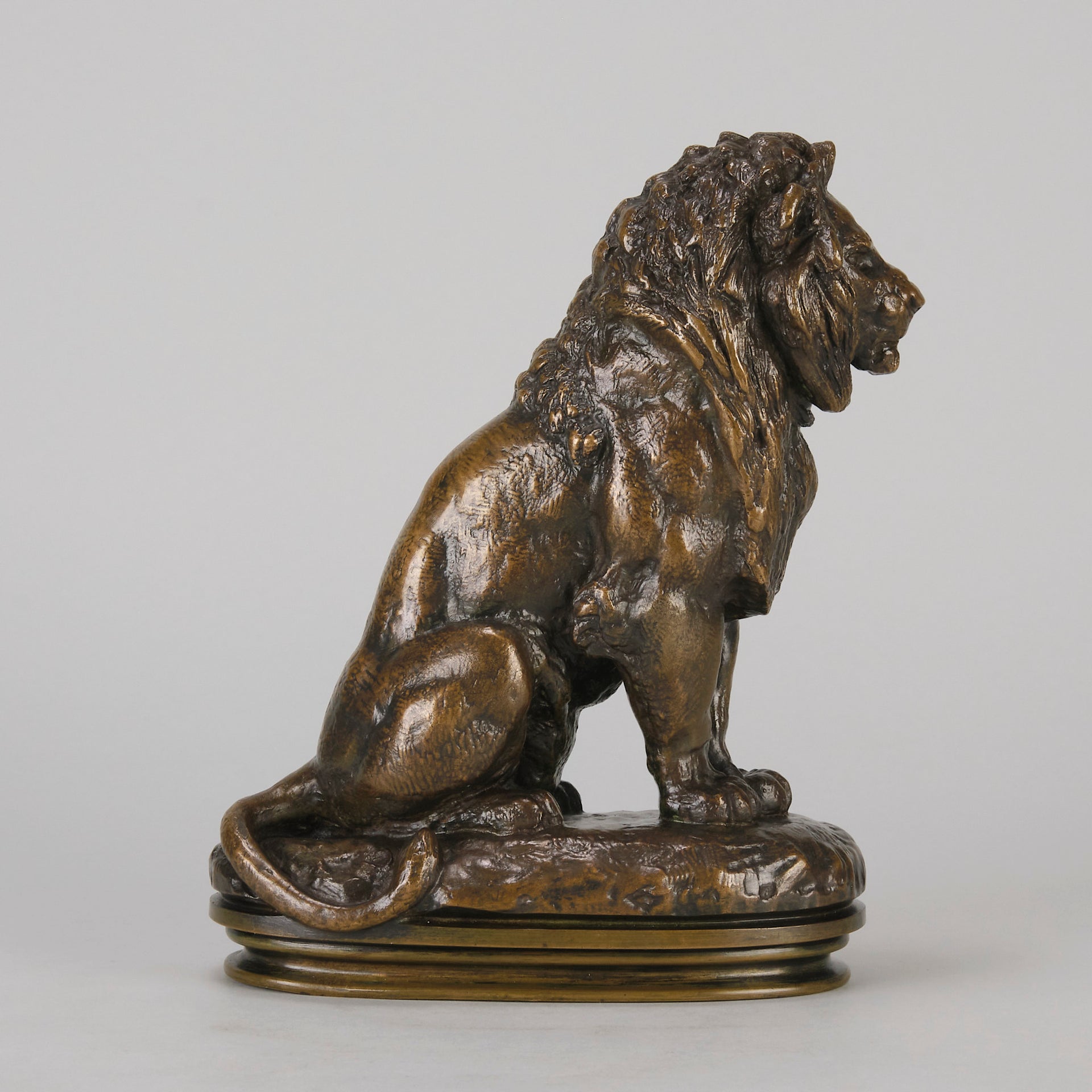 Barye Lion Assis - Antoine Barye Bronze - Hickmet Fine Arts