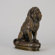 Barye Lion Assis - Antoine Barye Bronze - Hickmet Fine Arts