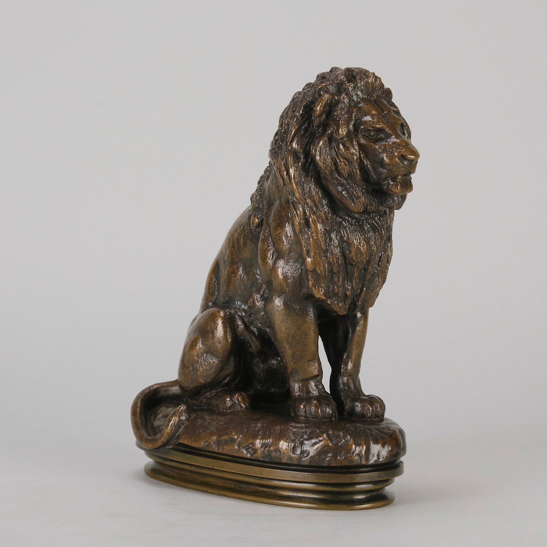 Barye Lion Assis - Antoine Barye Bronze - Hickmet Fine Arts