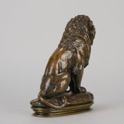 Barye Lion Assis - Antoine Barye Bronze - Hickmet Fine Arts