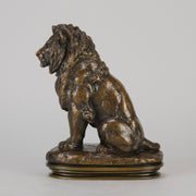 Barye Lion Assis - Antoine Barye Bronze - Hickmet Fine Arts