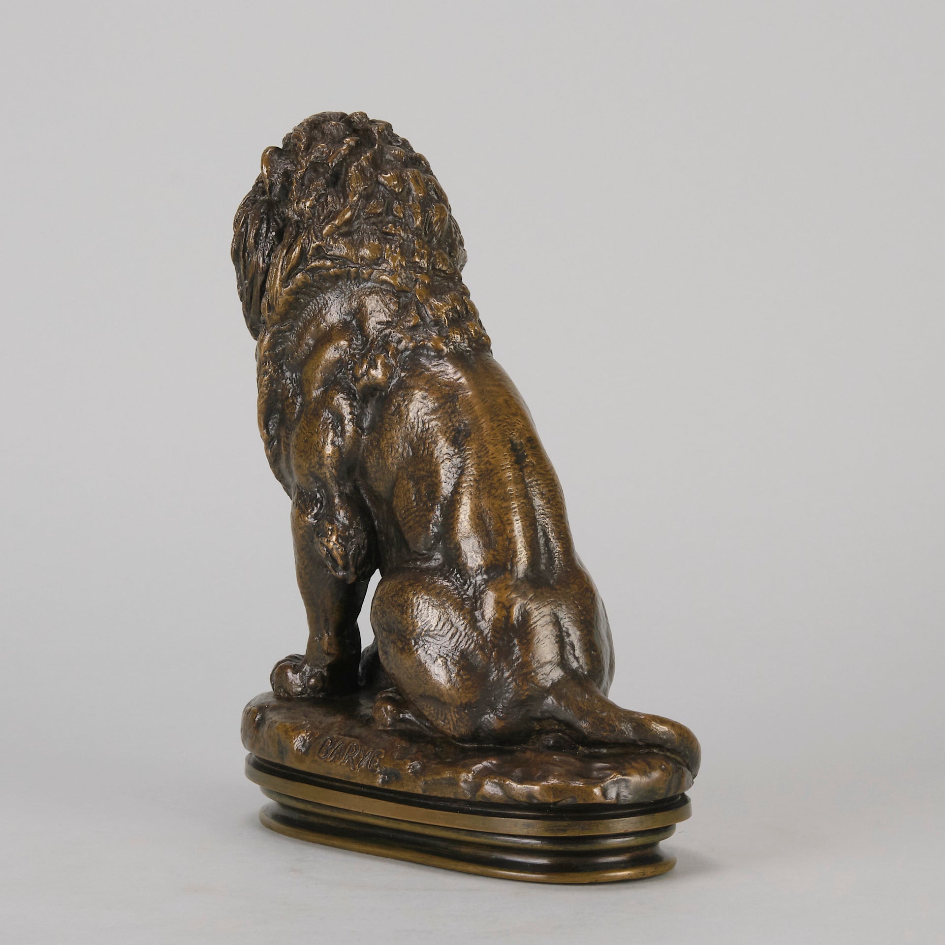 Barye Lion Assis - Antoine Barye Bronze - Hickmet Fine Arts