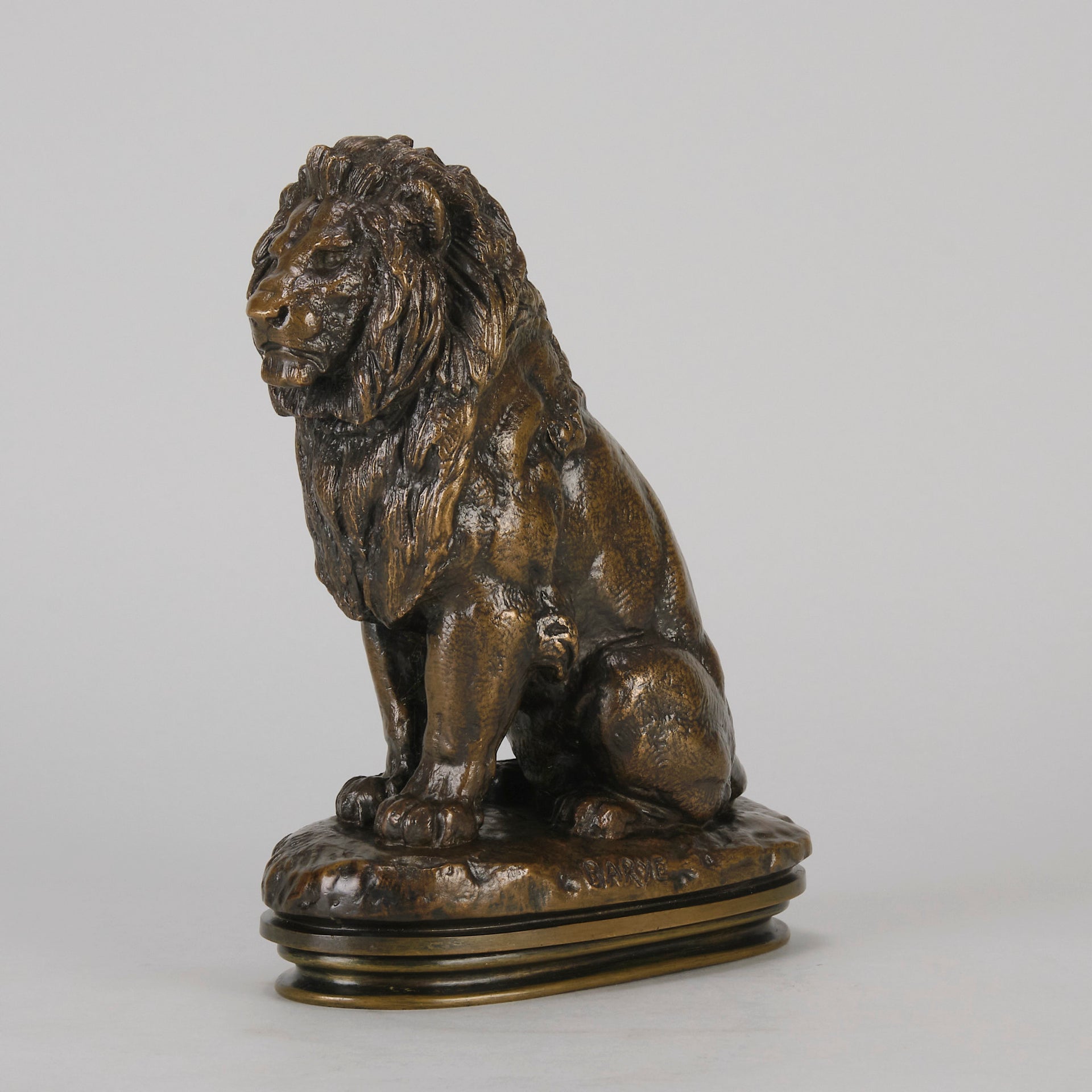 Barye Lion Assis - Antoine Barye Bronze - Hickmet Fine Arts