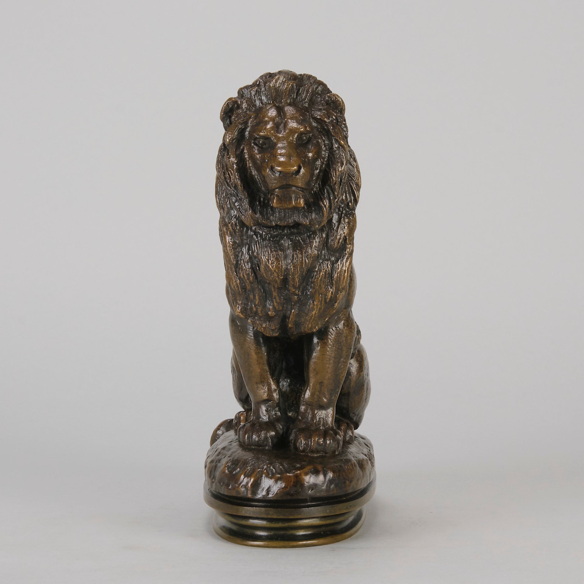 Barye Lion Assis - Antoine Barye Bronze - Hickmet Fine Arts