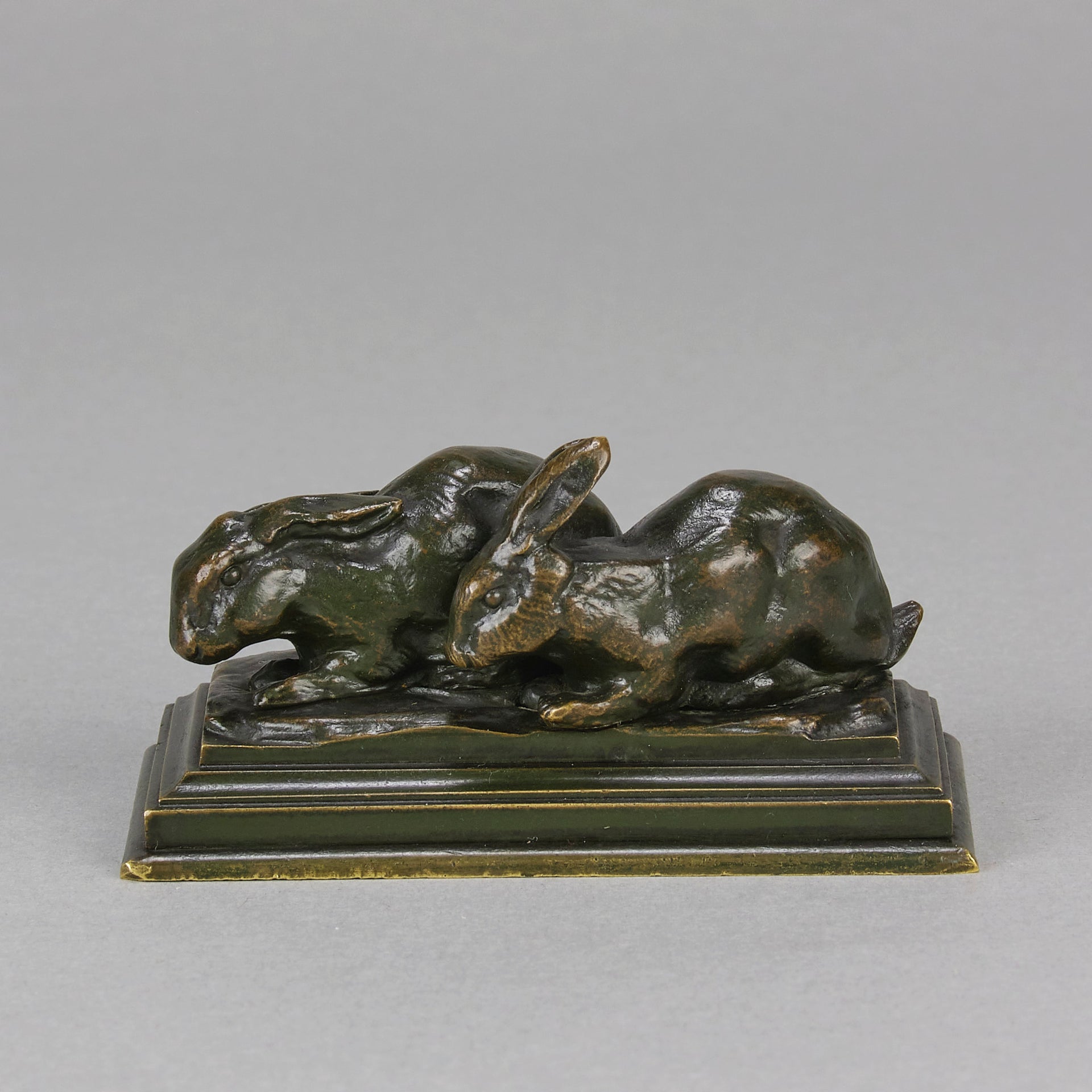 Barye Rabbits - Antoine L Bayre Animalier Bronze - Hickmet Fine Arts