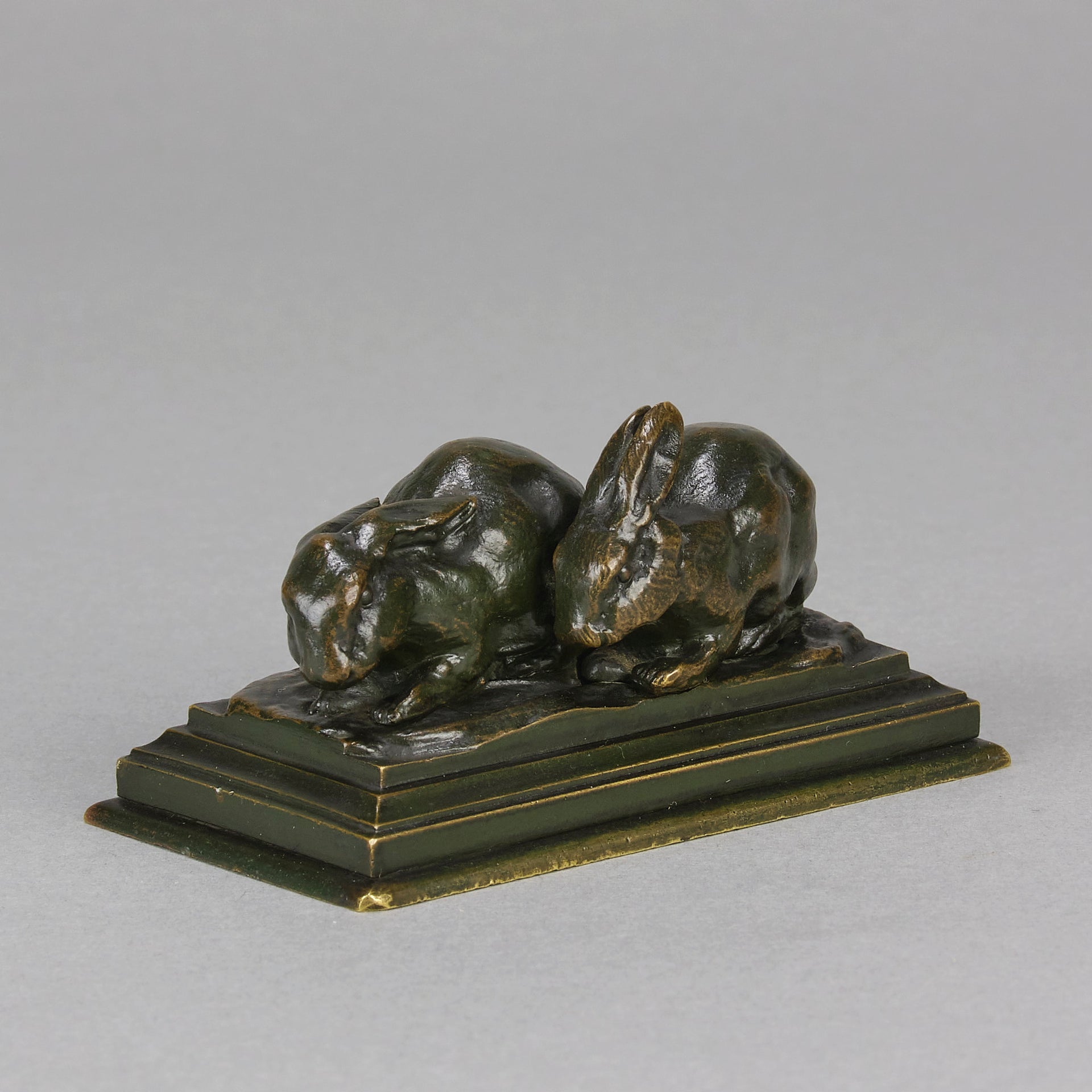 Barye Rabbits - Antoine L Bayre Animalier Bronze - Hickmet Fine Arts