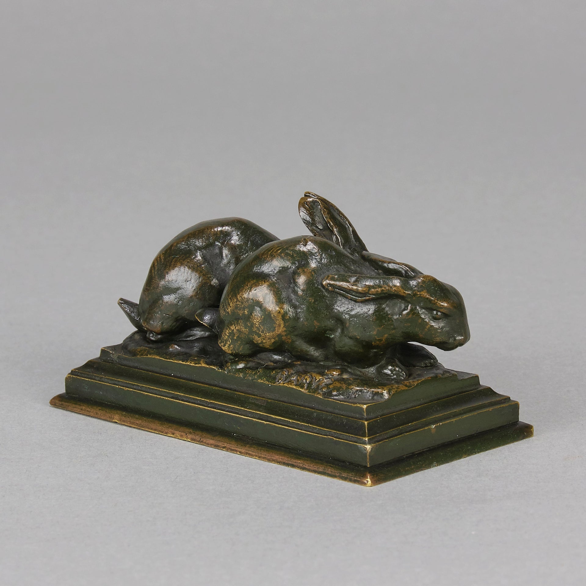 Barye Rabbits - Antoine L Bayre Animalier Bronze - Hickmet Fine Arts