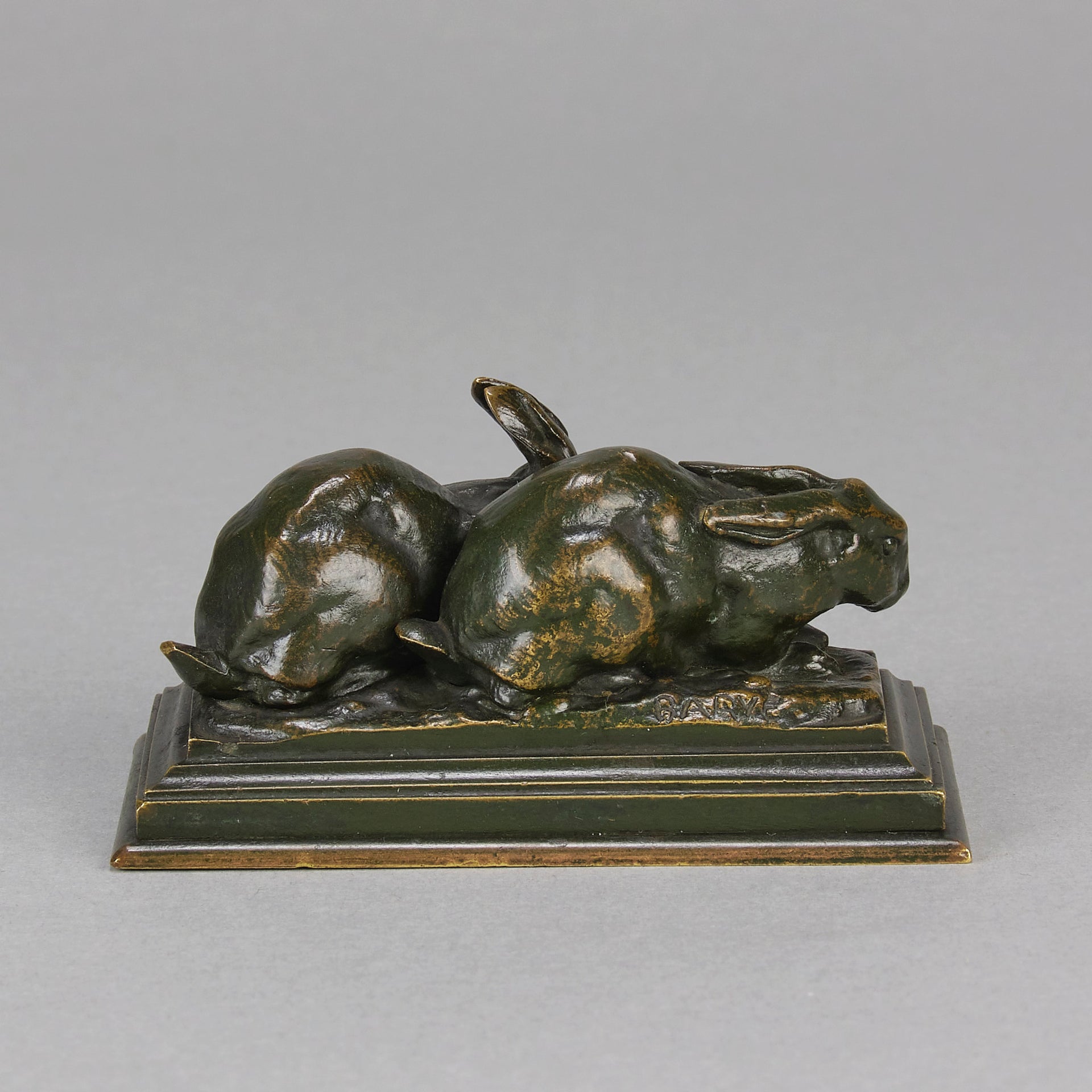 Barye Rabbits - Antoine L Bayre Animalier Bronze - Hickmet Fine Arts