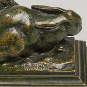 Barye Rabbits - Antoine L Bayre Animalier Bronze - Hickmet Fine Arts