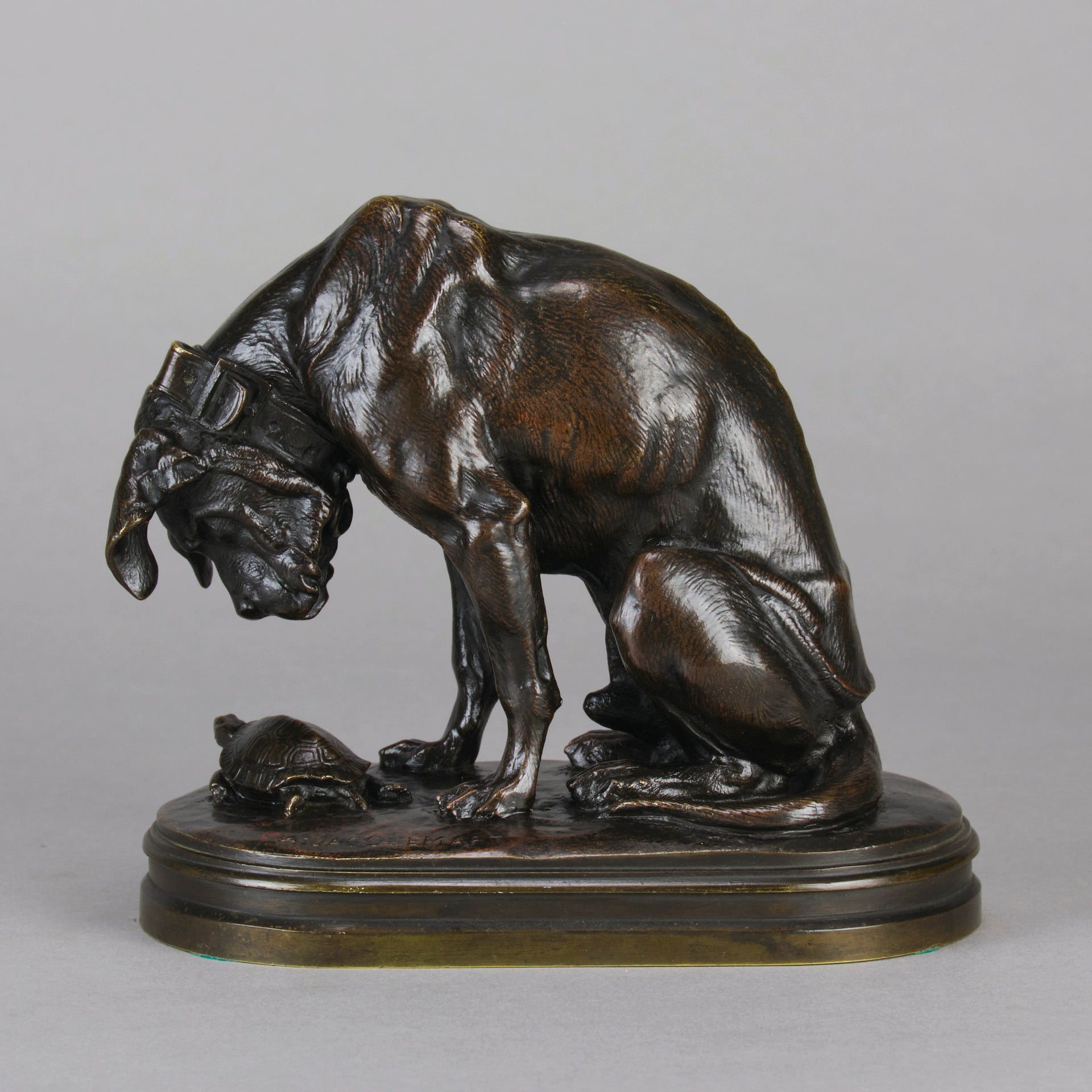 Animal Bronze - Alfred Jacquemart Chien et Tortue - Hickmet Fine Arts