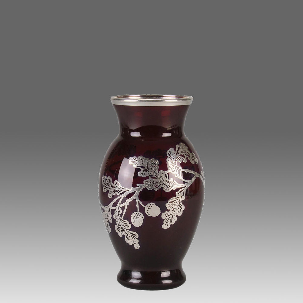 American Glass Floral Silvered Vase