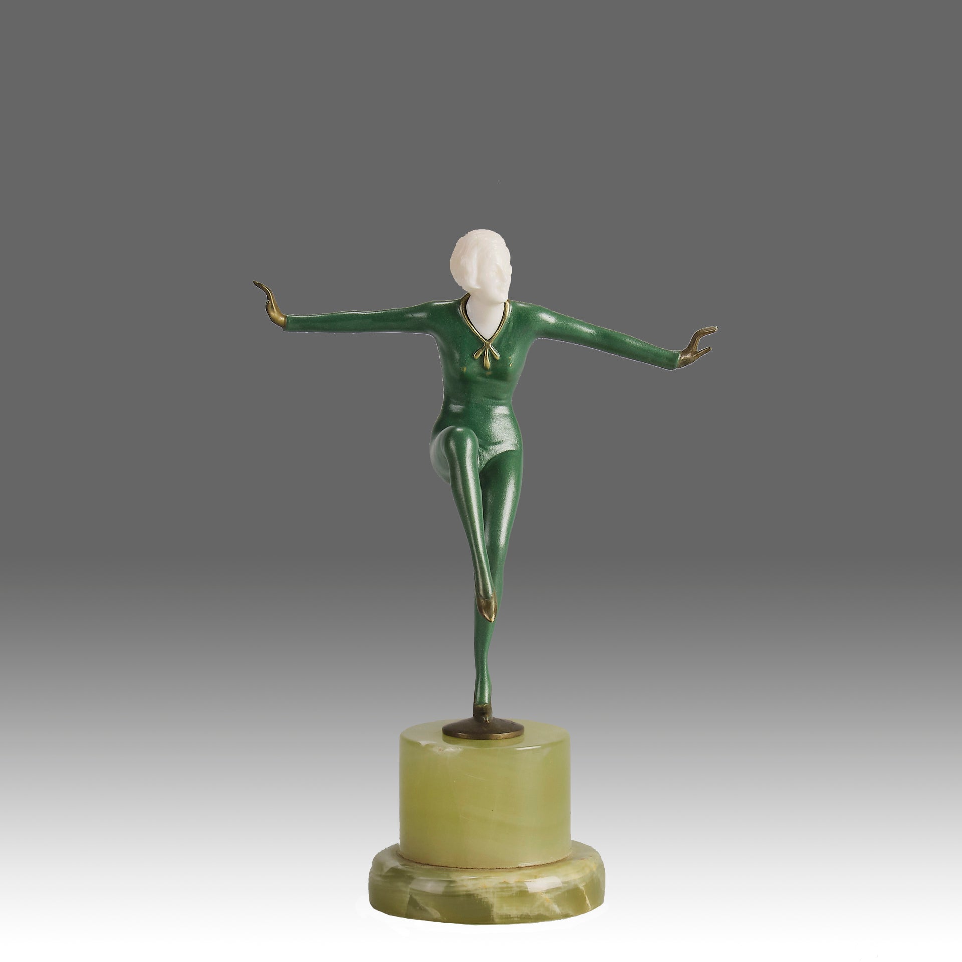 Lorenzl Girl with Arms Out Bronze and Ivory