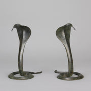 Rearing Cobras - Art Deco Bronze Snakes - Hickmet Fine Arts 