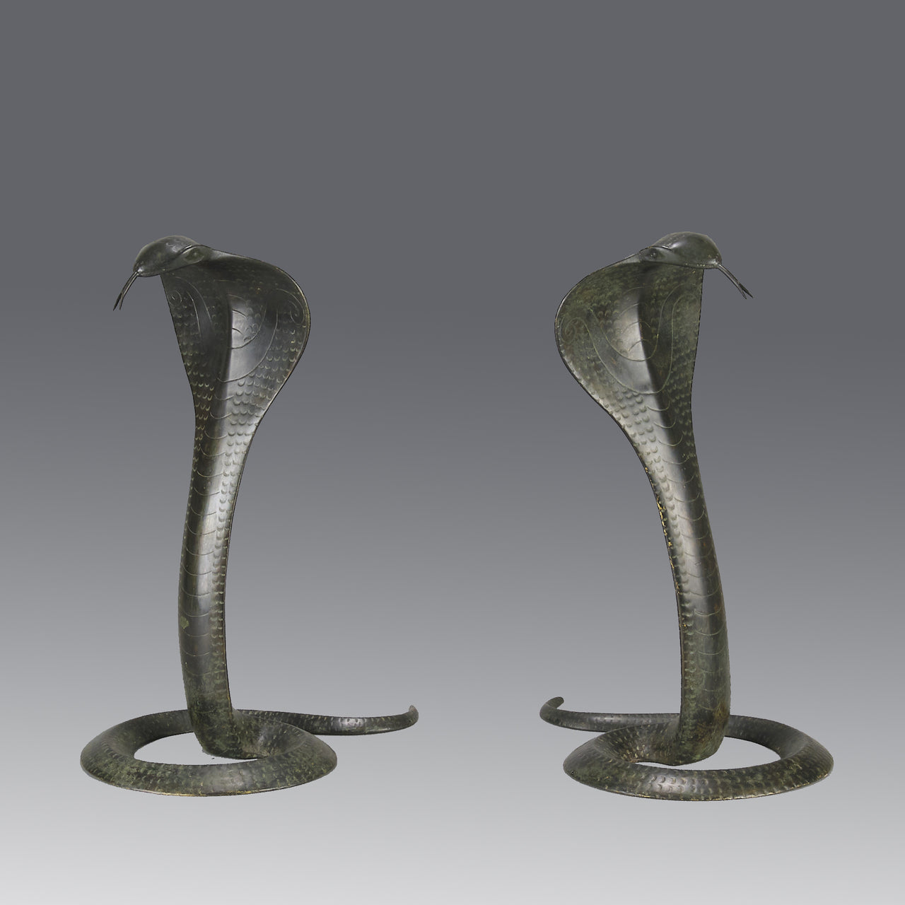 Rearing Cobras - Art Deco Bronze Snakes - Hickmet Fine Arts 