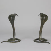 Rearing Cobras - Art Deco Bronze Snakes - Hickmet Fine Arts 