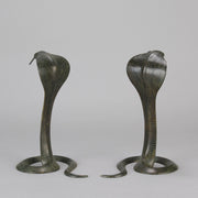 Rearing Cobras - Art Deco Bronze Snakes - Hickmet Fine Arts 