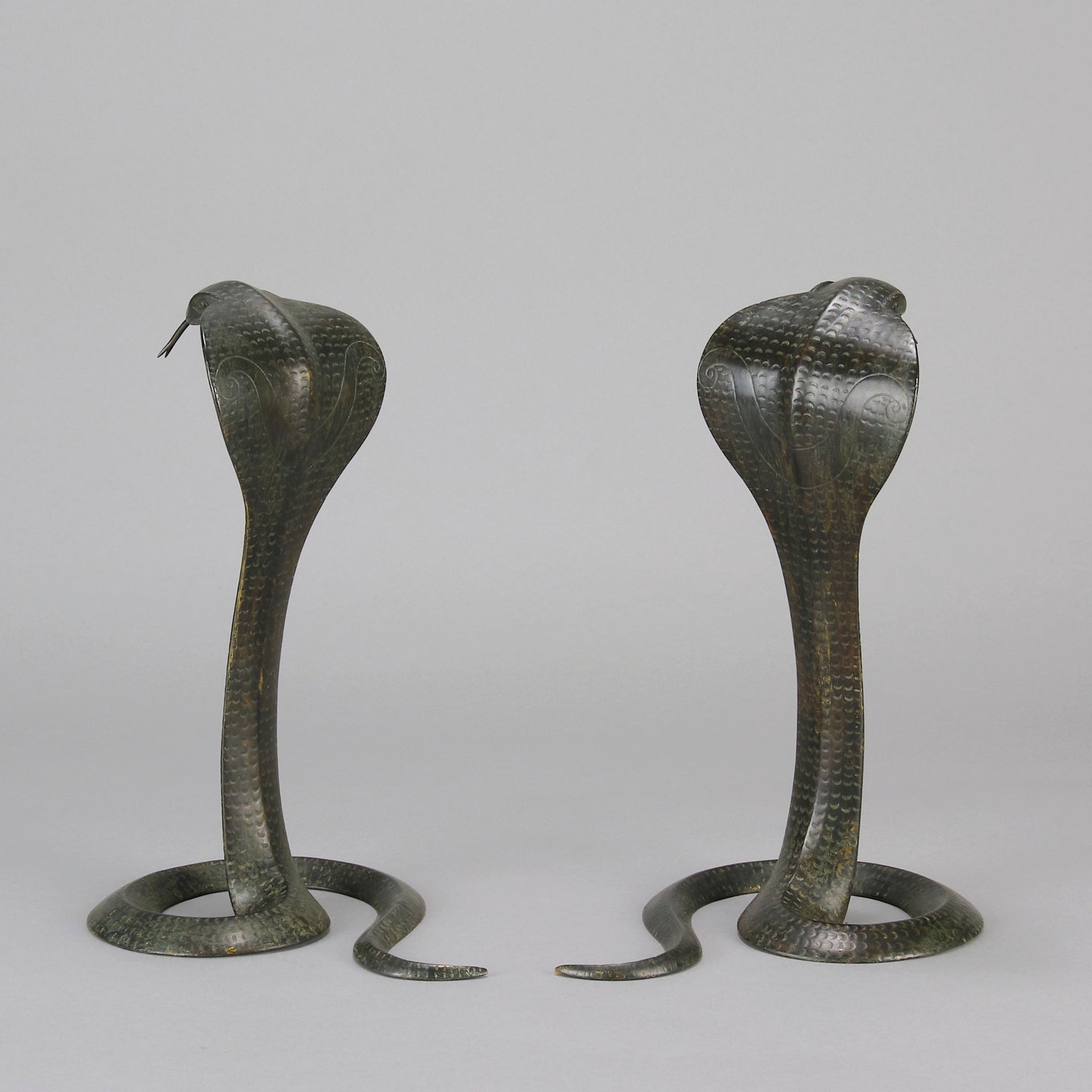 Rearing Cobras - Art Deco Bronze Snakes - Hickmet Fine Arts 