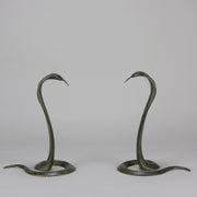 Rearing Cobras - Art Deco Bronze Snakes - Hickmet Fine Arts 