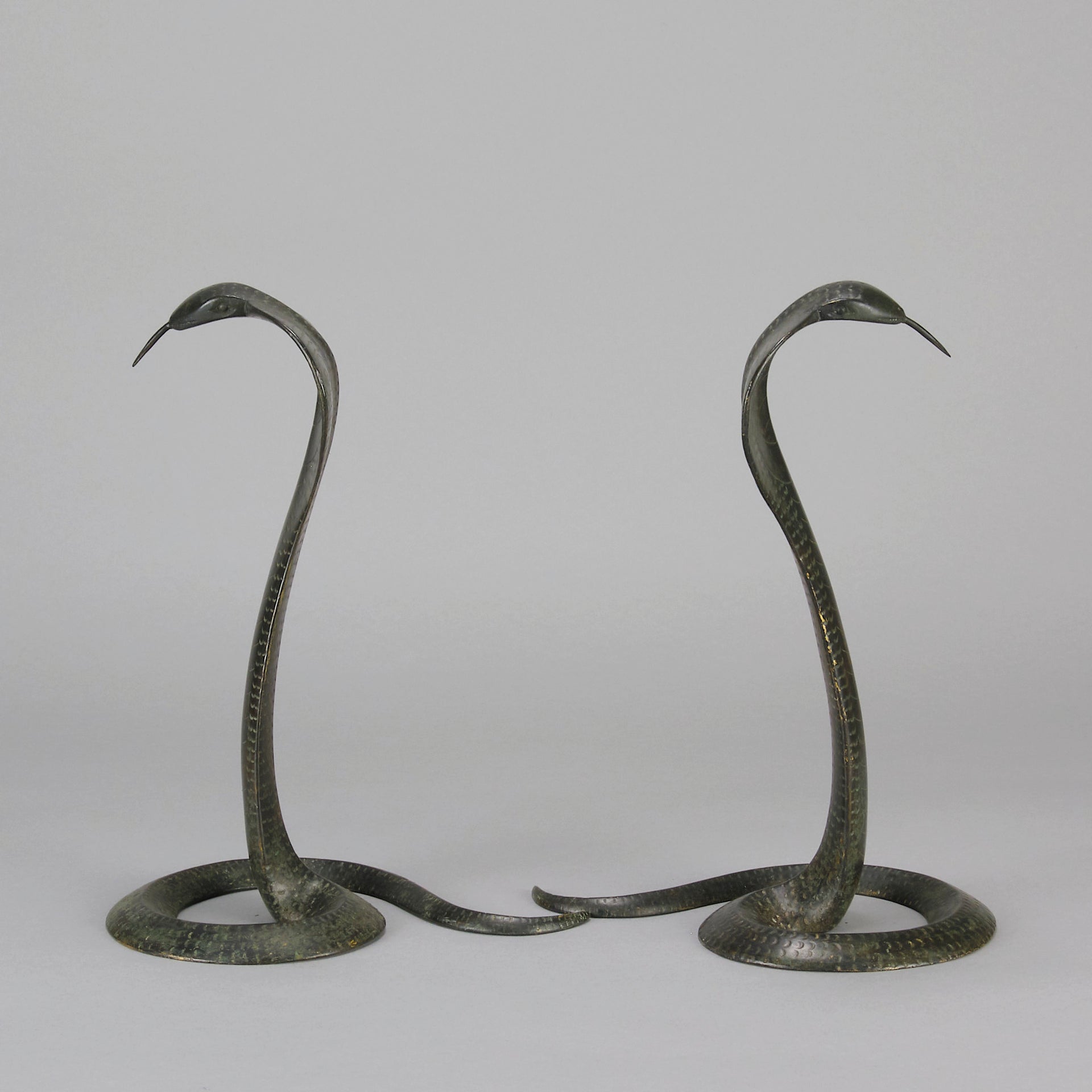 Rearing Cobras - Art Deco Bronze Snakes - Hickmet Fine Arts 