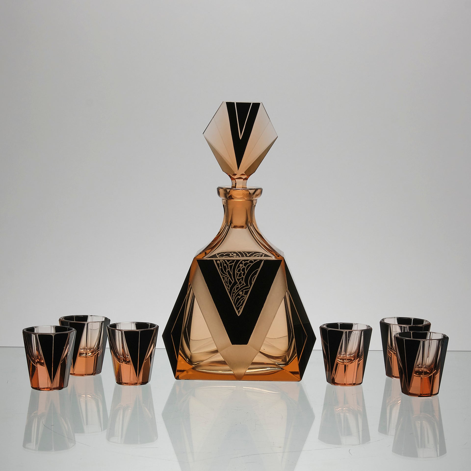 Czech Glass 'Art Deco Decanter Set' - Hickmet Fine Arts