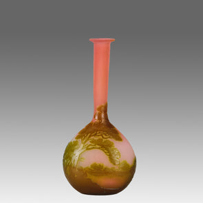 Galle Banjo Lanscape Vase - Art Nouveau Glass - Hickmet Fine Arts