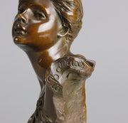 Ernest Barrias Bust - Art Nouveau Bronze - Hickmet Fine Arts