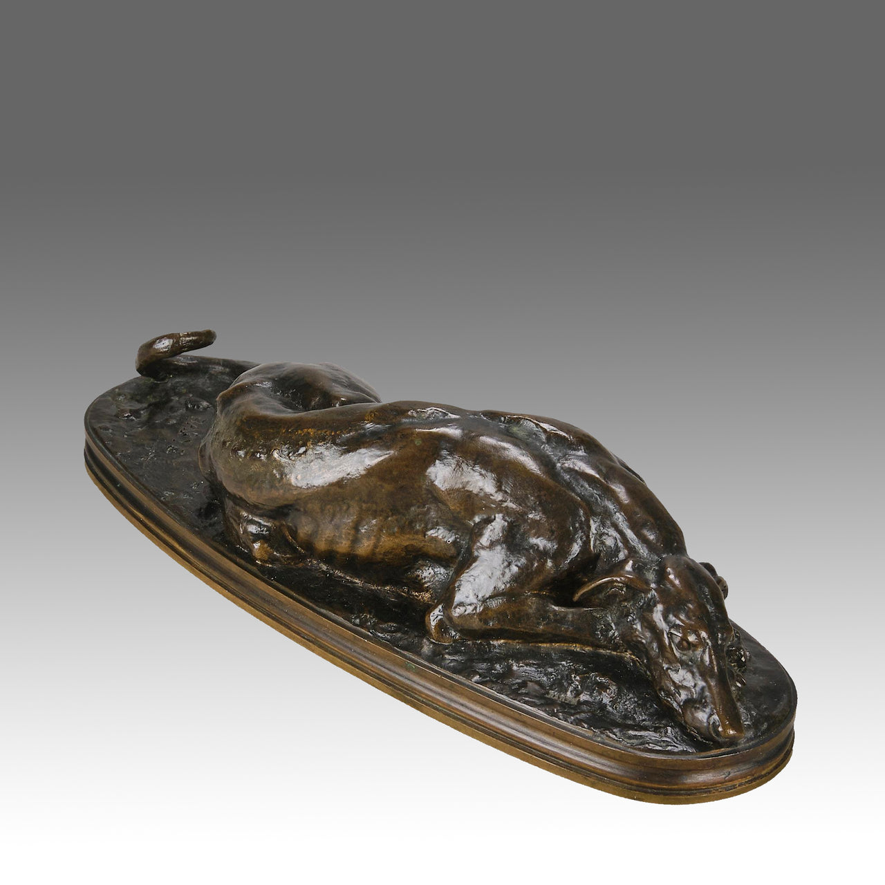 Barye Greyhound - Antoine Barye Levrier Couchee - Hickmet Fine Arts