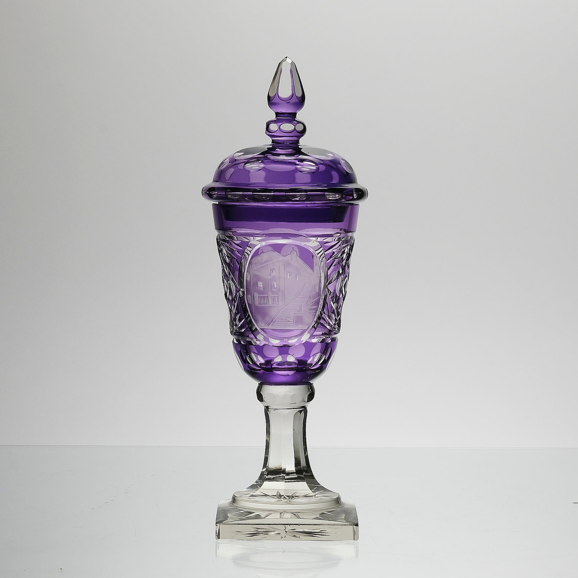 Bohemian Amethyst GLass Goblet with Lid